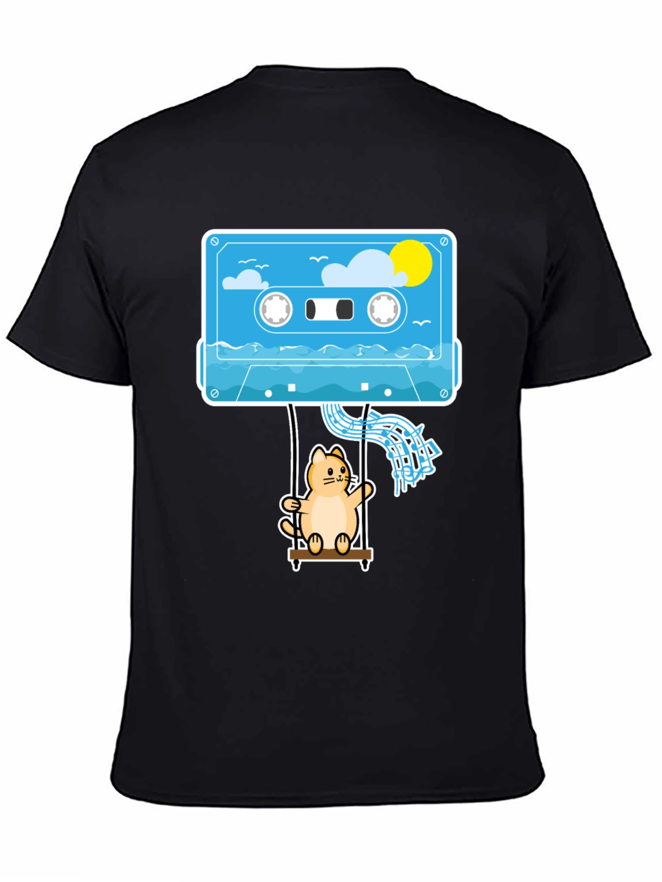 Cassette Cat Swing T-Shirt - Cool Graphic Tee