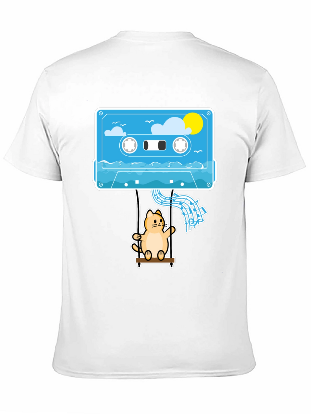 Cassette Cat Swing T-Shirt - Cool Graphic Tee