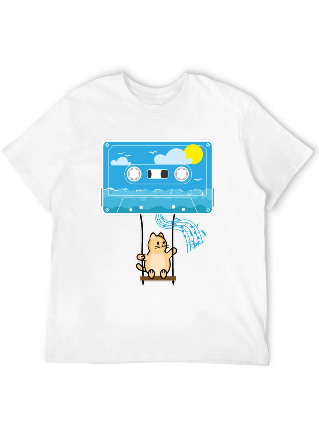 Cassette Cat Swing T-Shirt - Cool Graphic Tee
