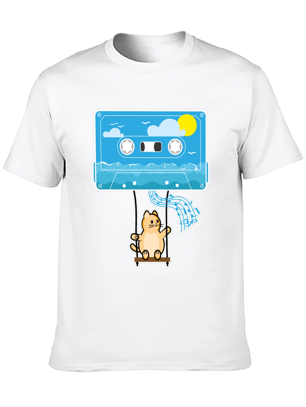 Cassette Cat Swing T-Shirt - Cool Graphic Tee