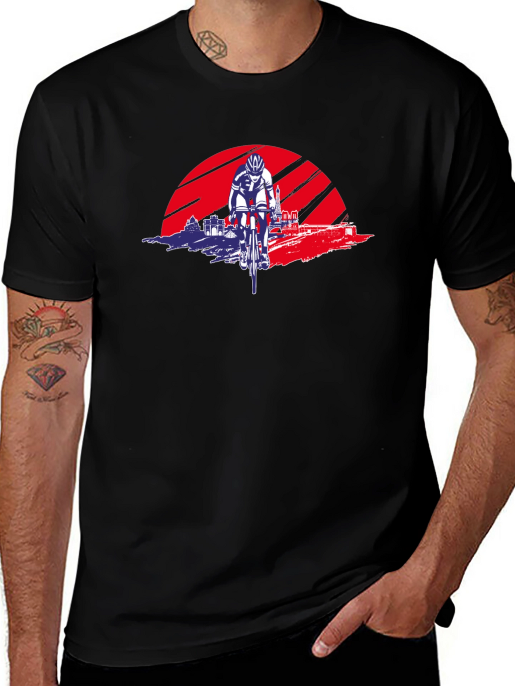 Cycling Sunset Graphic Tee - Sporty Style
