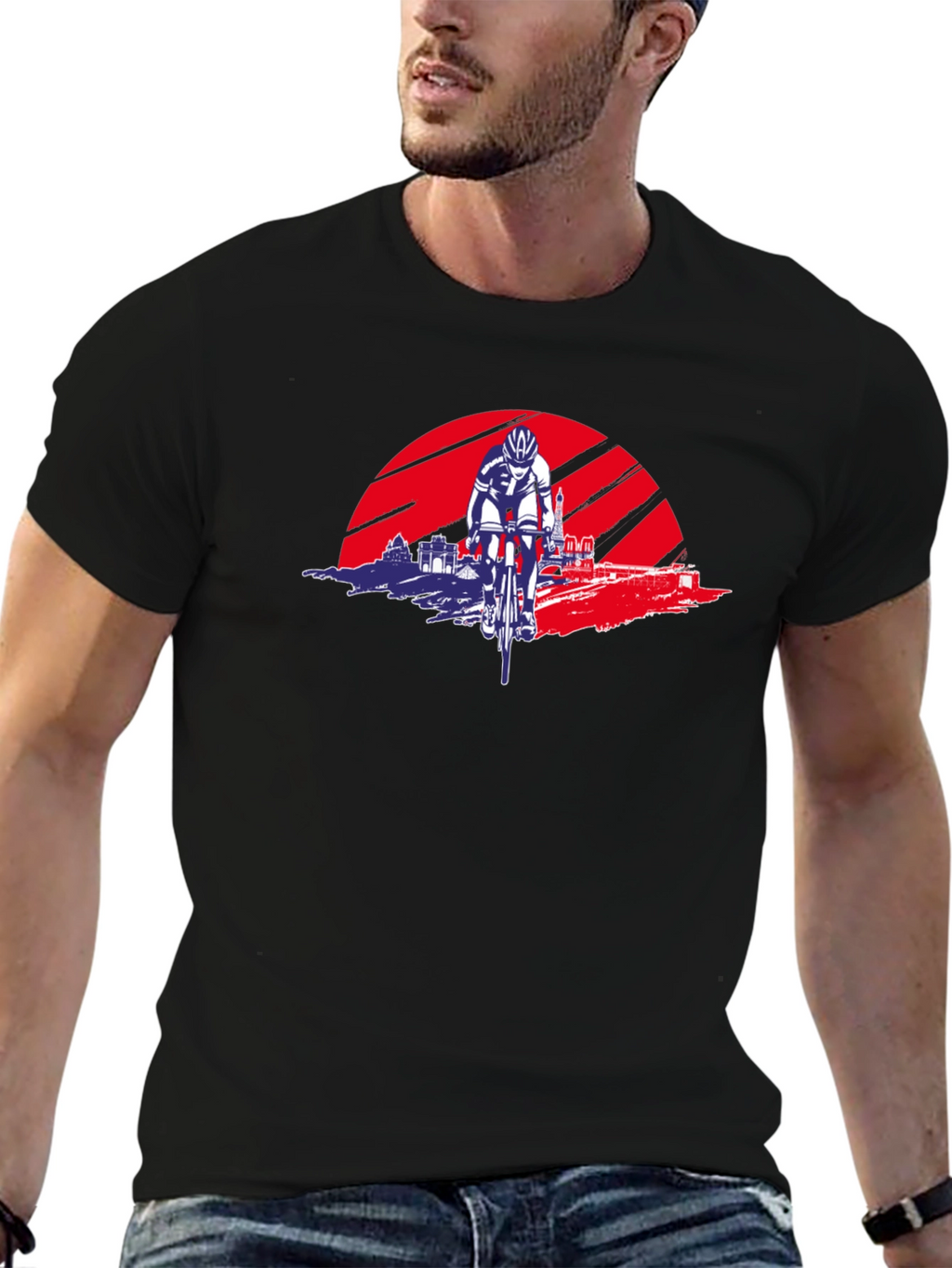 Cycling Sunset Graphic Tee - Sporty Style
