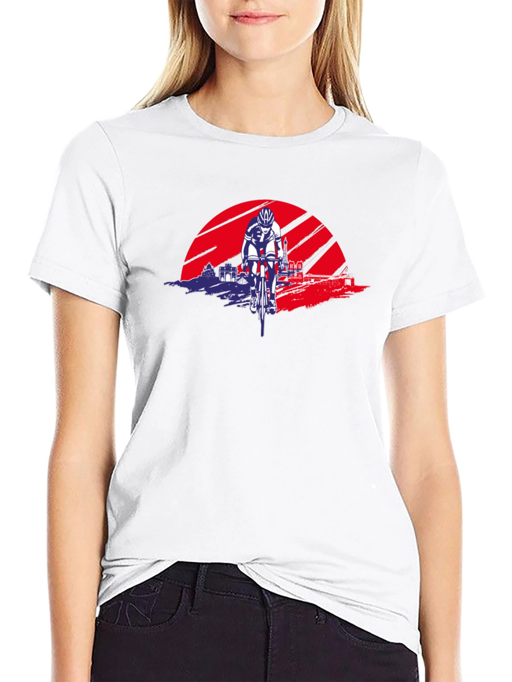 Cycling Sunset Graphic Tee - Sporty Style