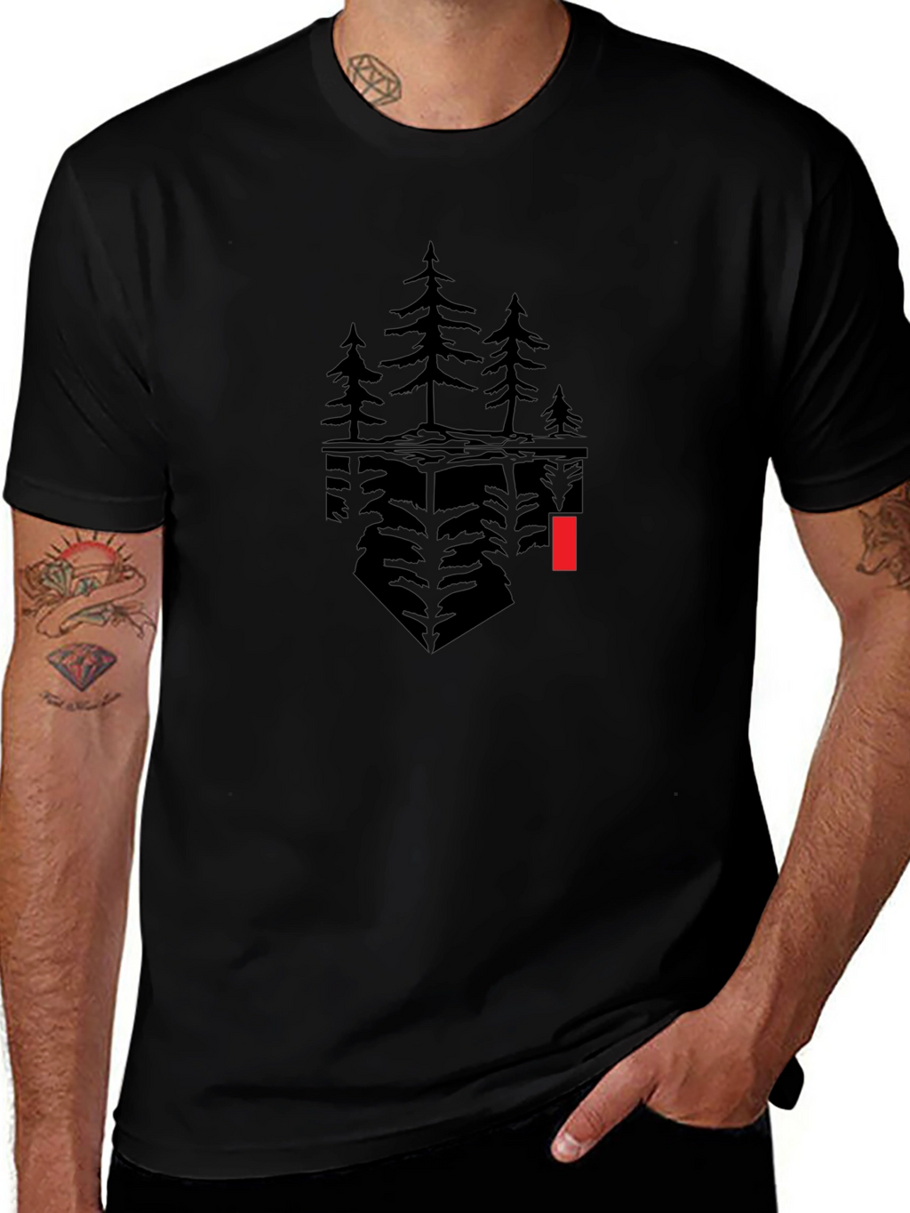 Abstract Tree Graphic Black T-Shirt
