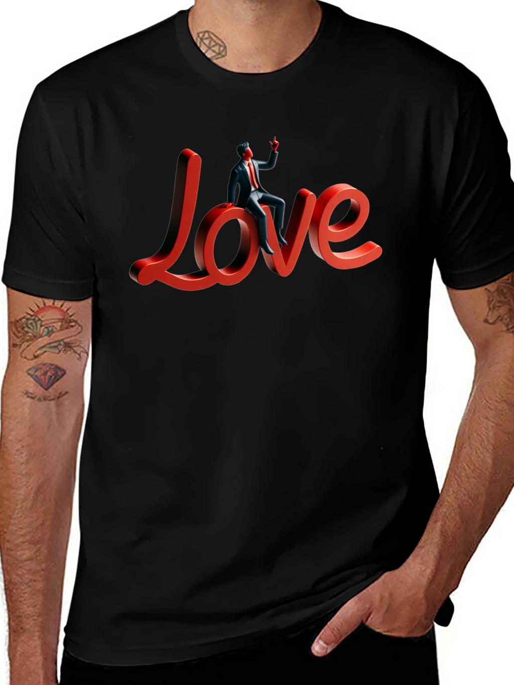 Love T-Shirt with Figure Stylish Graphic Tee