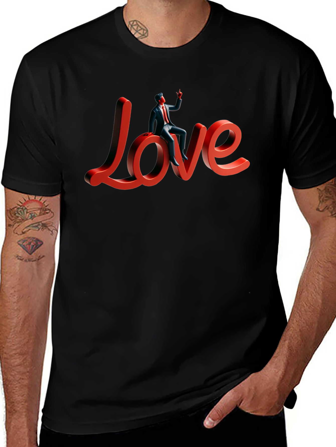 Love T-Shirt with Figure Stylish Graphic Tee