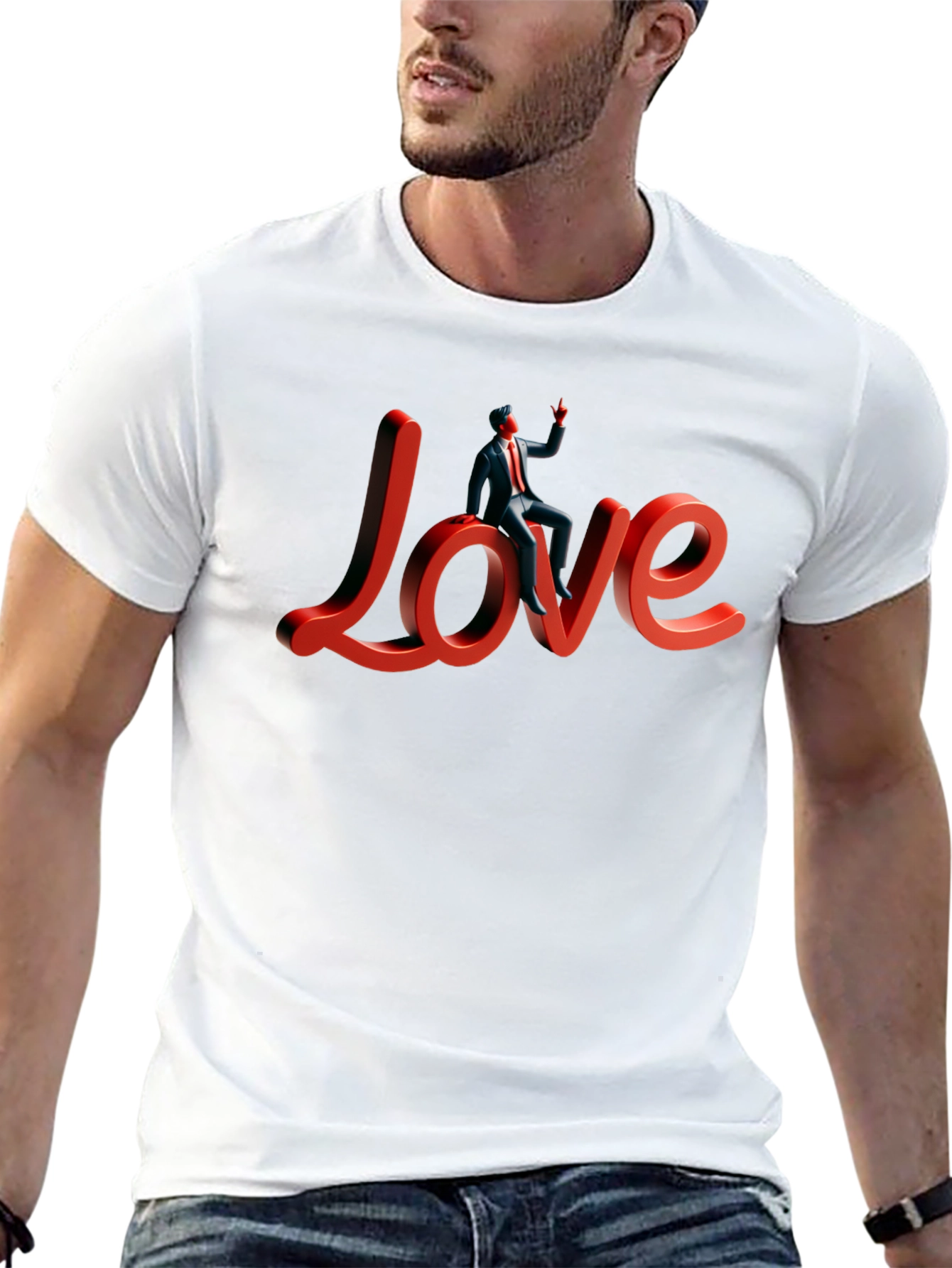 Love T-Shirt with Figure Stylish Graphic Tee