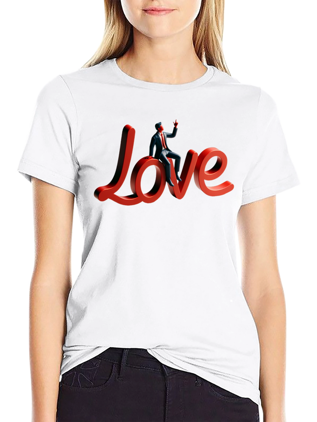 Love T-Shirt with Figure Stylish Graphic Tee