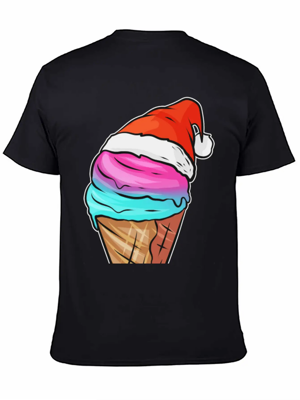 Ice Cream Cone With Ice Cream And Santas Hat For Breathable Graphic T-Shirt – Perfect For Casual Days