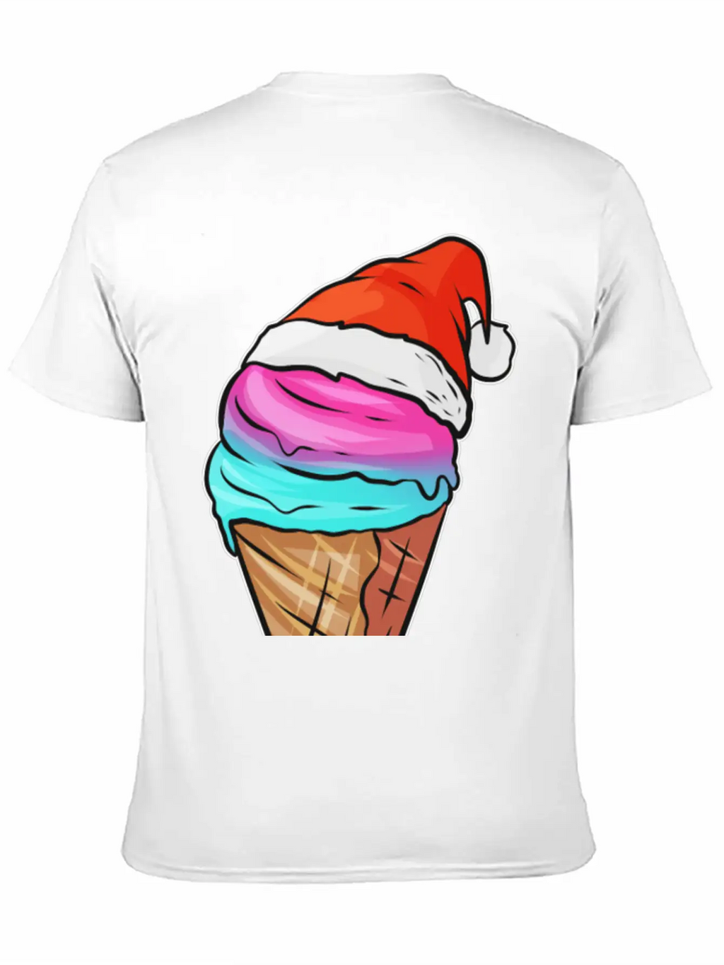 Ice Cream Cone With Ice Cream And Santas Hat For Breathable Graphic T-Shirt – Perfect For Casual Days