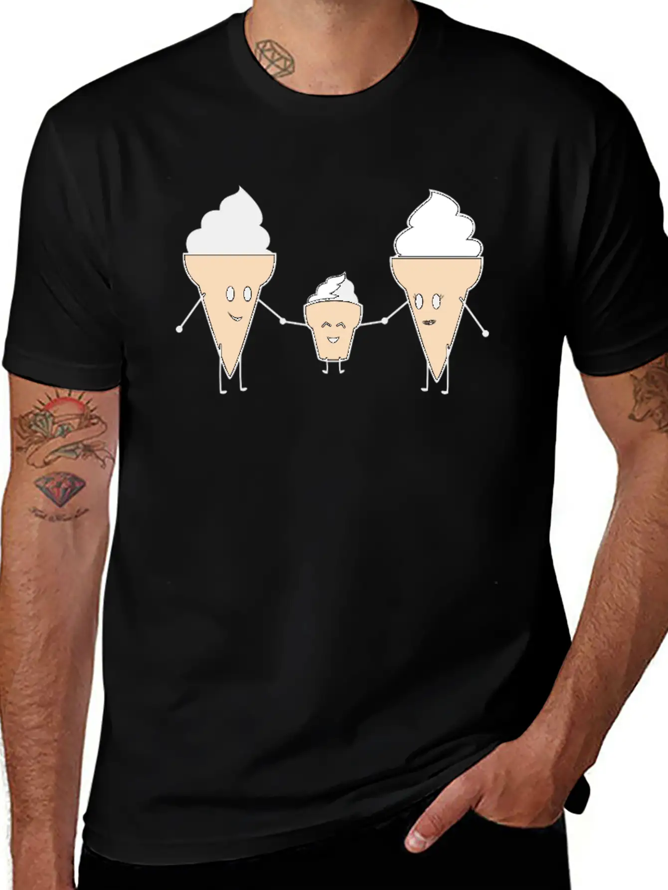 Ice Cream Family Unisex Casual T-Shirt – Clean Design For Daily Comfort