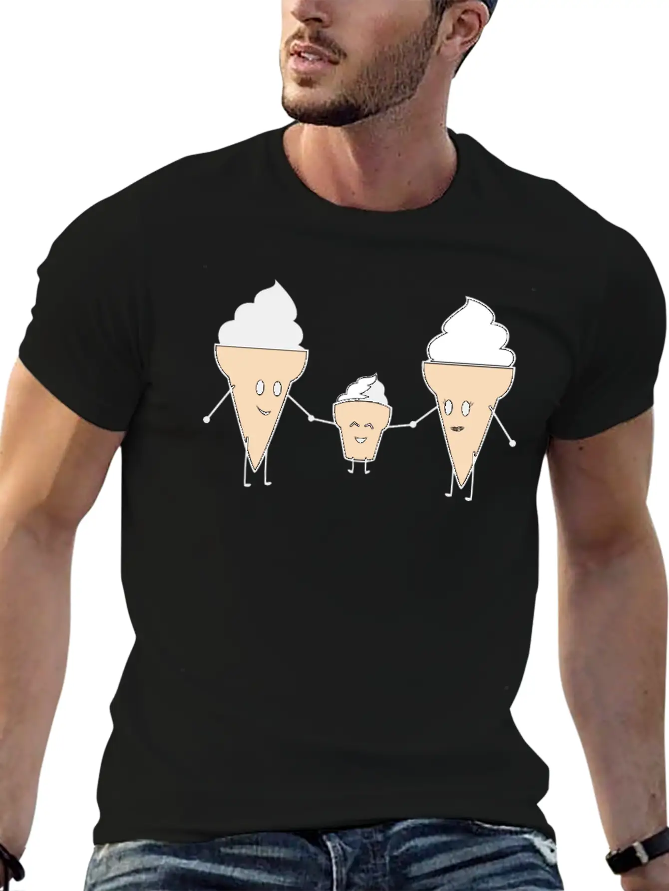 Ice Cream Family Unisex Casual T-Shirt – Clean Design For Daily Comfort