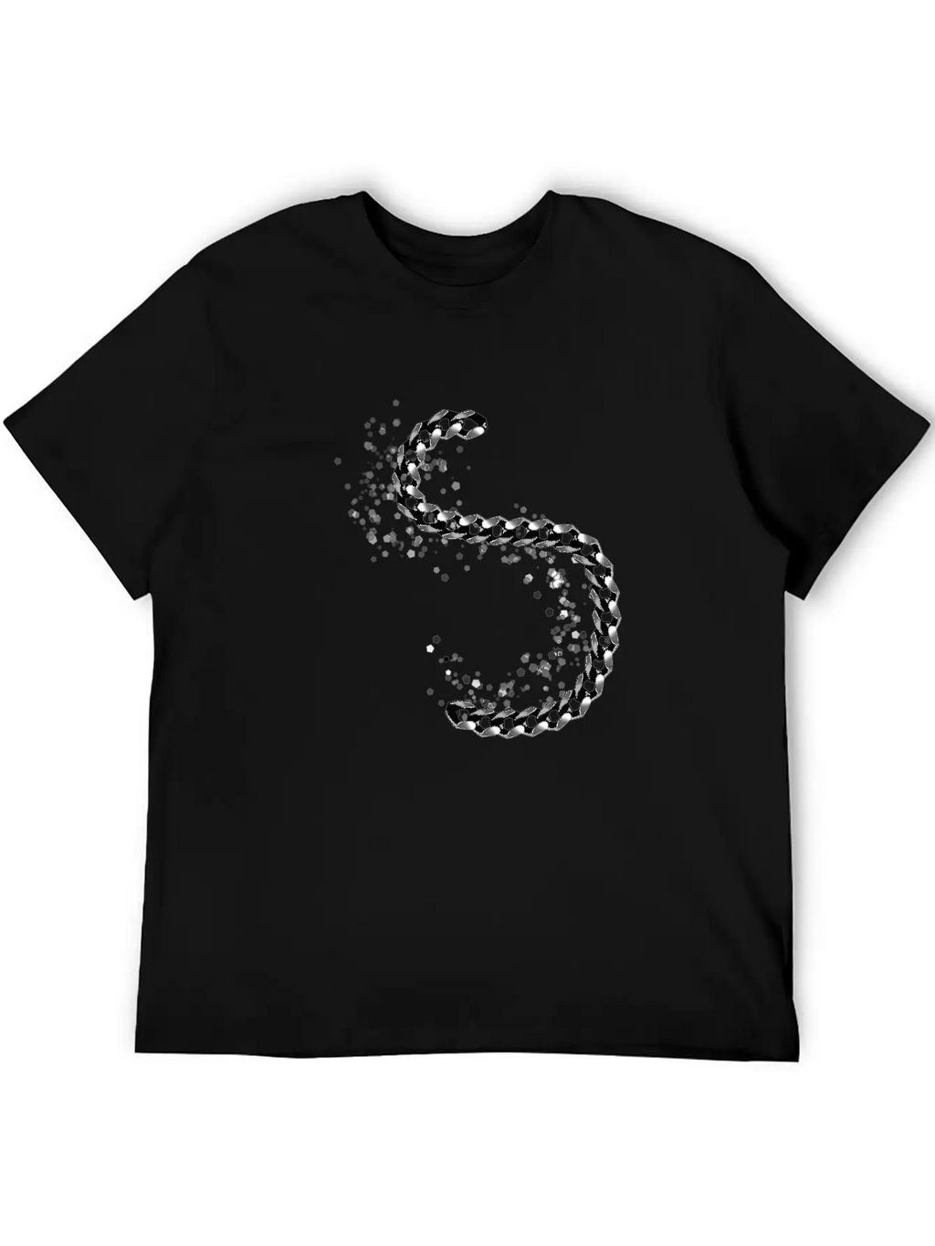 Icon Chain Metal Effect Silver Shiny Relaxed Everyday Tee – Lightweight And Durable Cotton