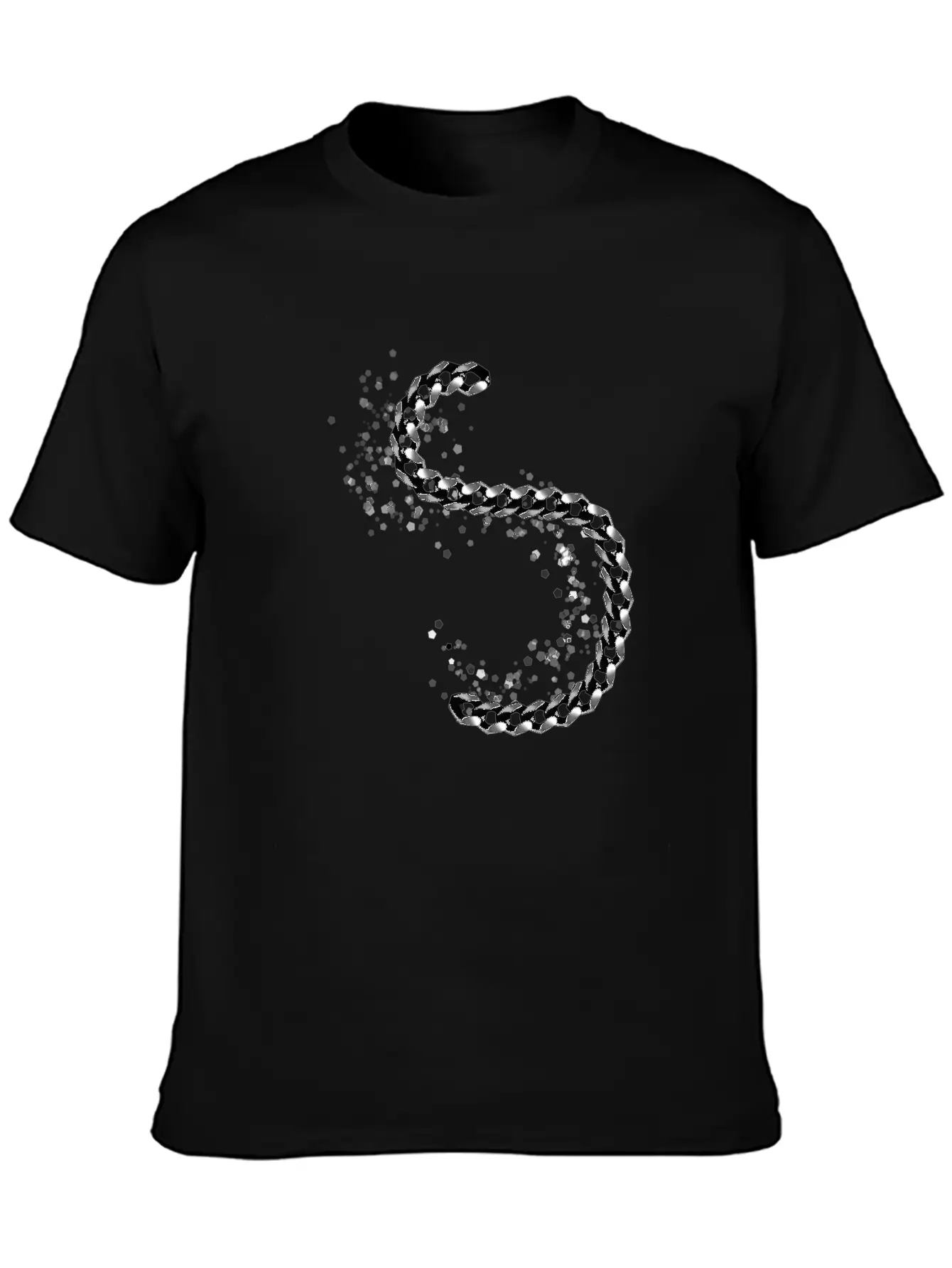 Icon Chain Metal Effect Silver Shiny Relaxed Everyday Tee – Lightweight And Durable Cotton