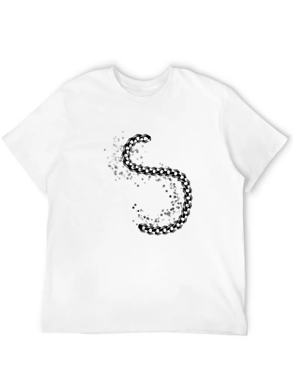 Icon Chain Metal Effect Silver Shiny Relaxed Everyday Tee – Lightweight And Durable Cotton