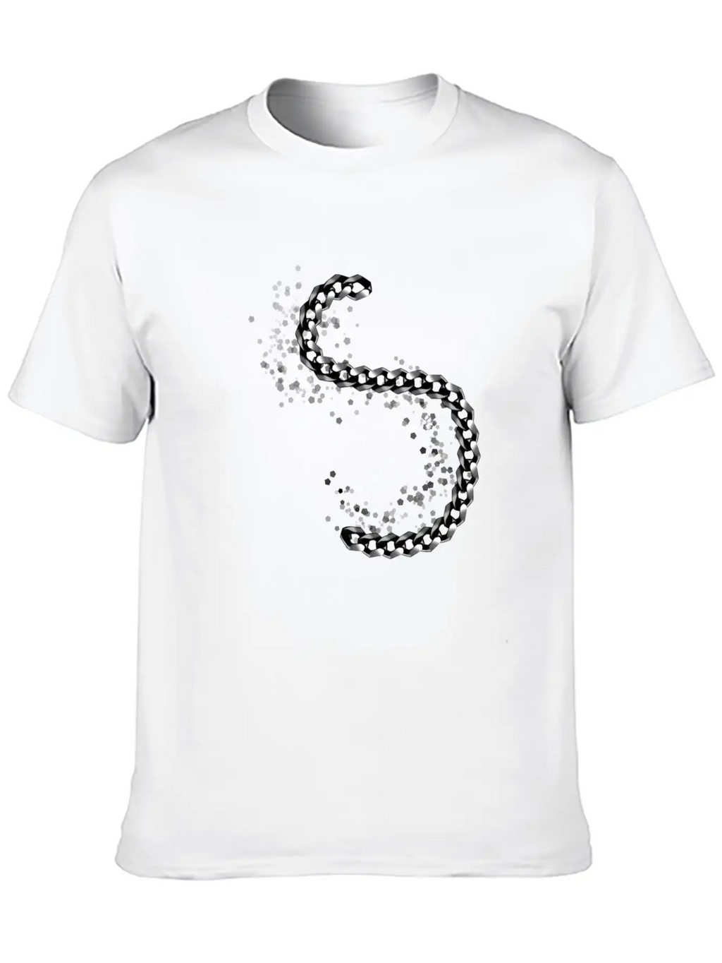 Icon Chain Metal Effect Silver Shiny Relaxed Everyday Tee – Lightweight And Durable Cotton