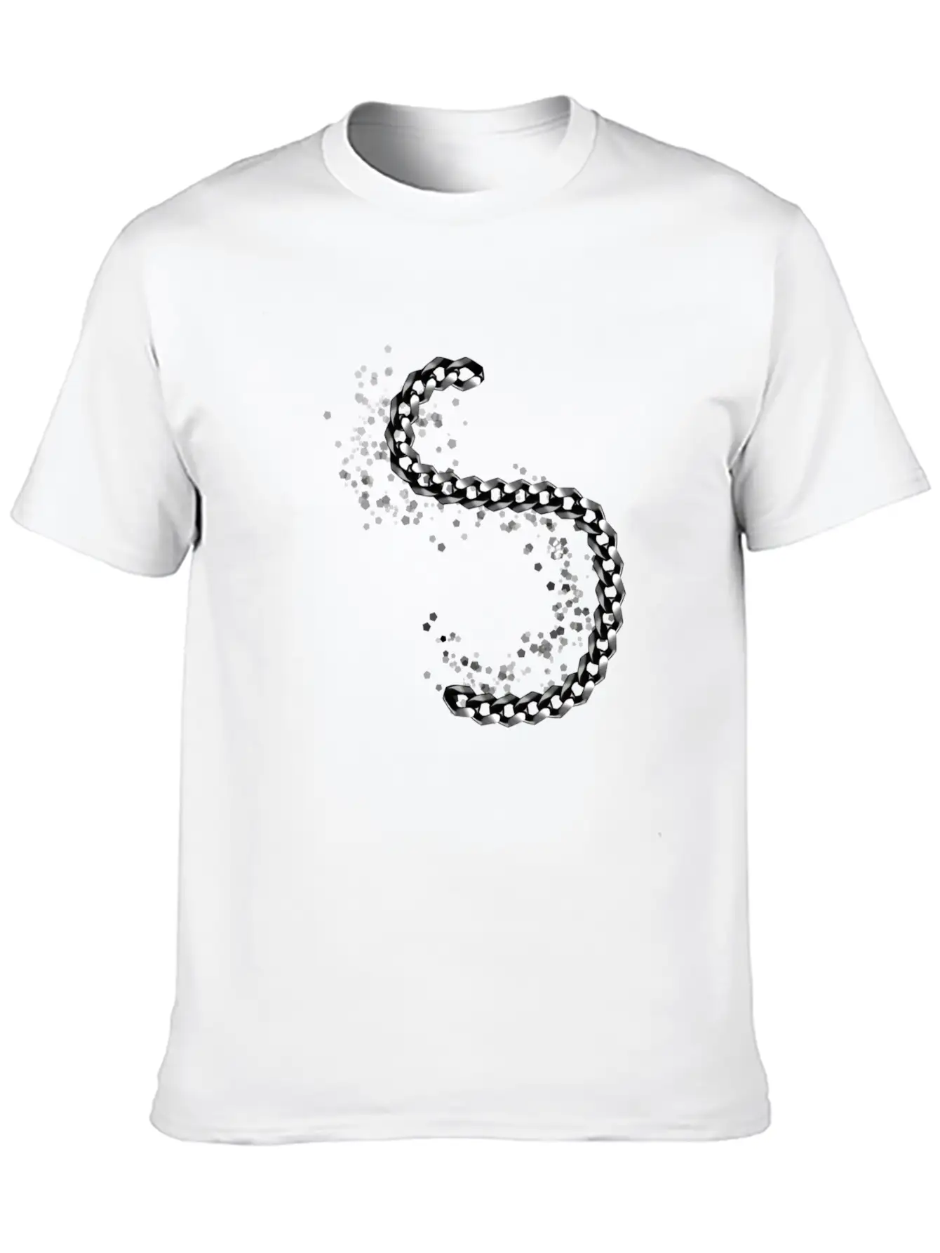 Icon Chain Metal Effect Silver Shiny Relaxed Everyday Tee – Lightweight And Durable Cotton