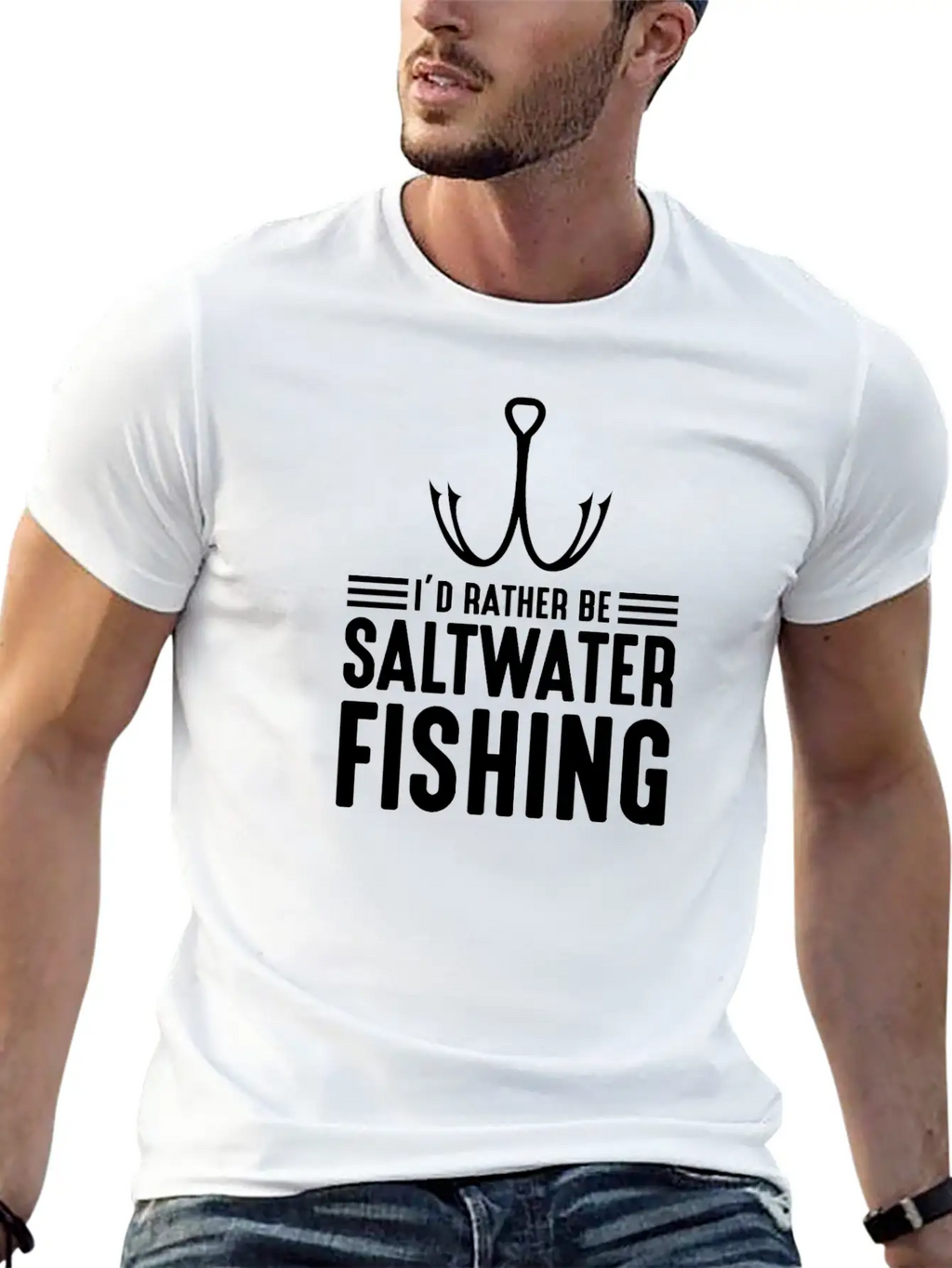 I'd Rather Be Saltwater Fishing Funny Dad Fishing Modern Fit Casual T-Shirt – Clean And Versatile Design