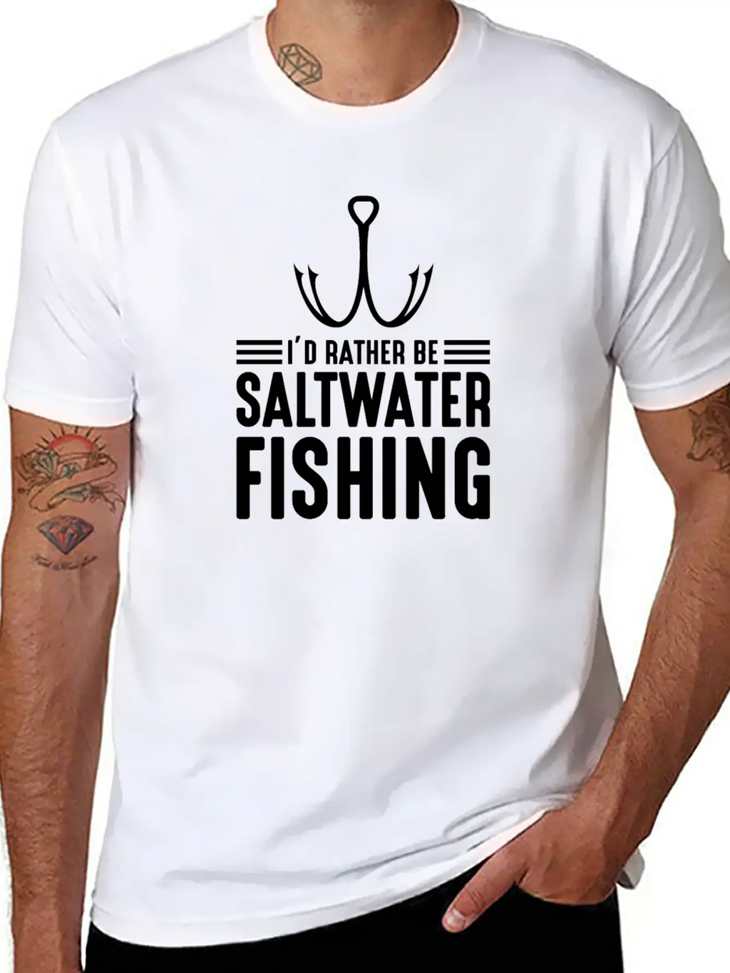 I'd Rather Be Saltwater Fishing Funny Dad Fishing Modern Fit Casual T-Shirt – Clean And Versatile Design