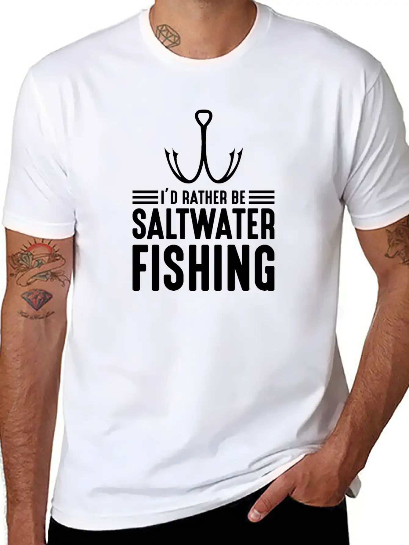 I'd Rather Be Saltwater Fishing Funny Dad Fishing Modern Fit Casual T-Shirt – Clean And Versatile Design