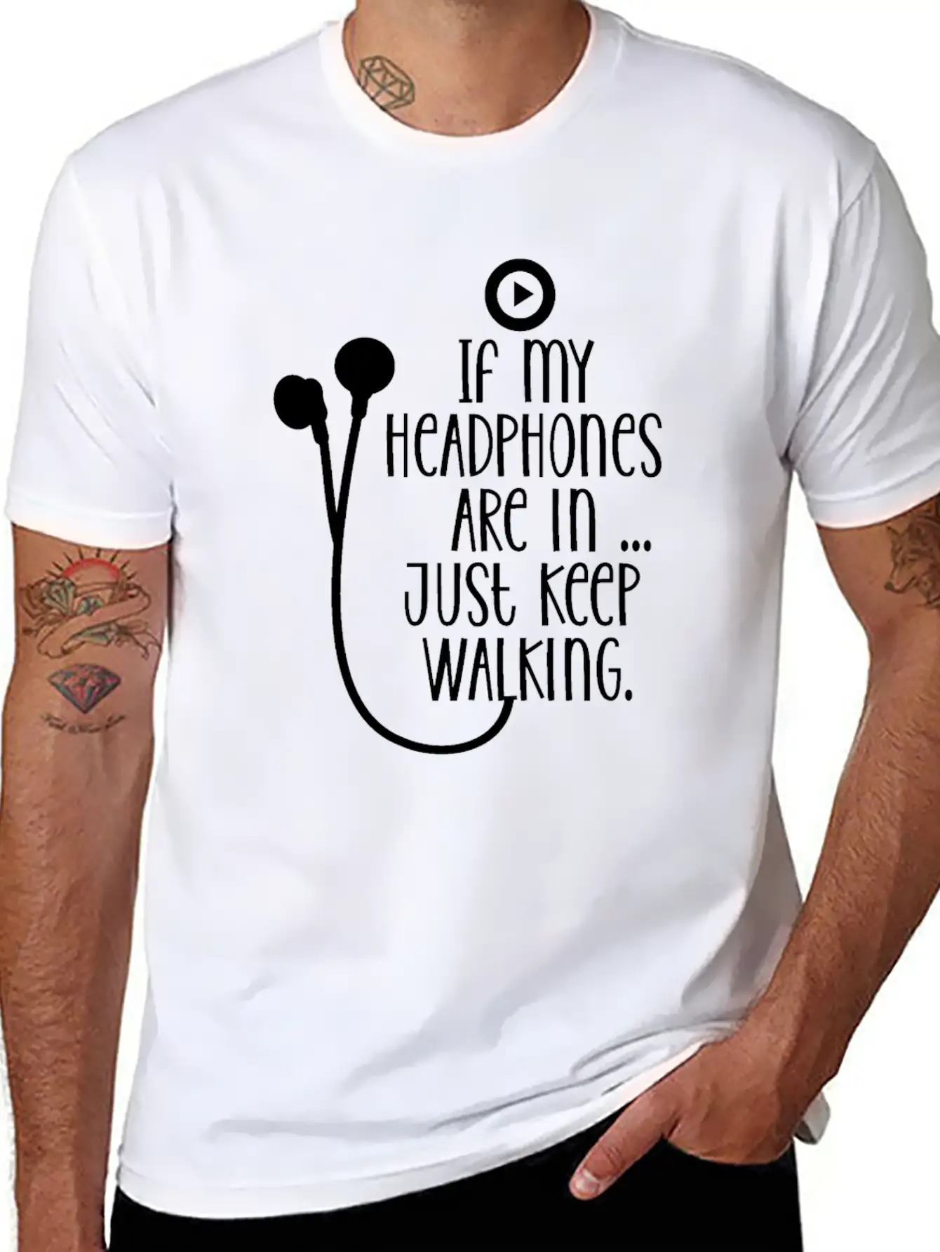 If My Headphones Are In Just Keep Walking Breathable Soft Cotton T-Shirt – Timeless Casual Look