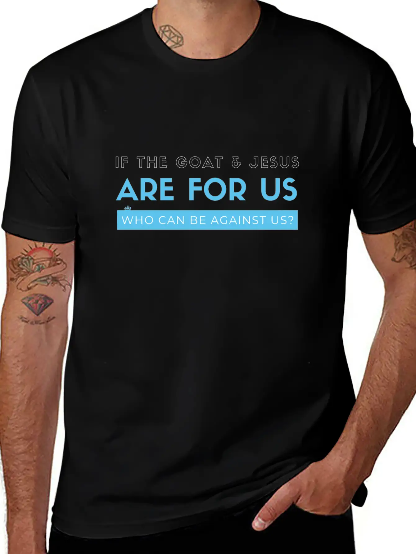 If The Goat And Jesus Are For Us, Who Can Be Again Essential Cotton Tee For Daily Outfits – Unisex Style