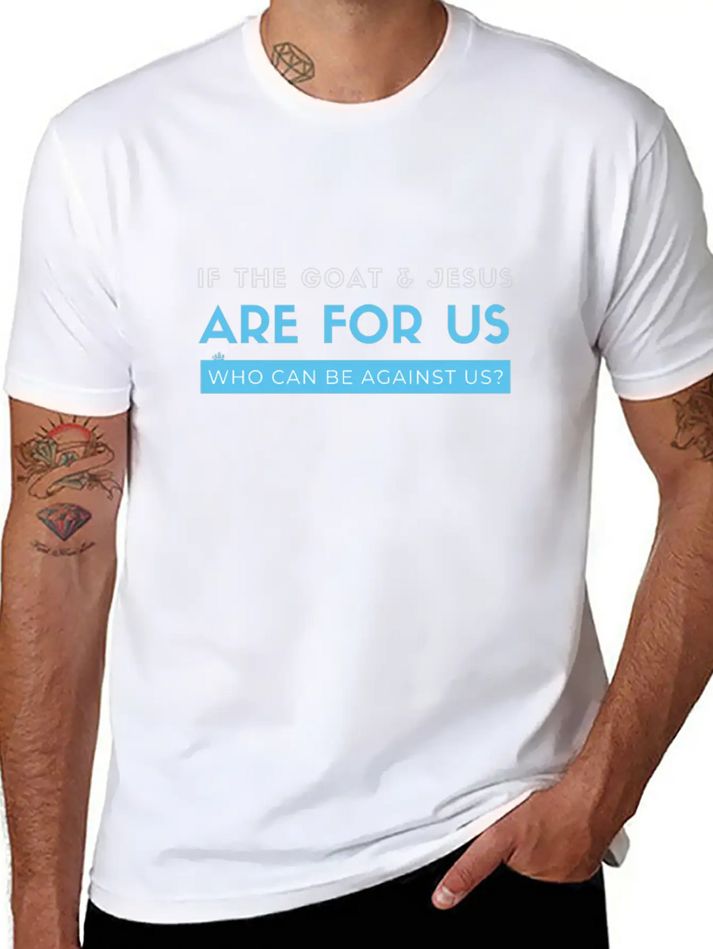 If The Goat And Jesus Are For Us, Who Can Be Again Essential Cotton Tee For Daily Outfits – Unisex Style
