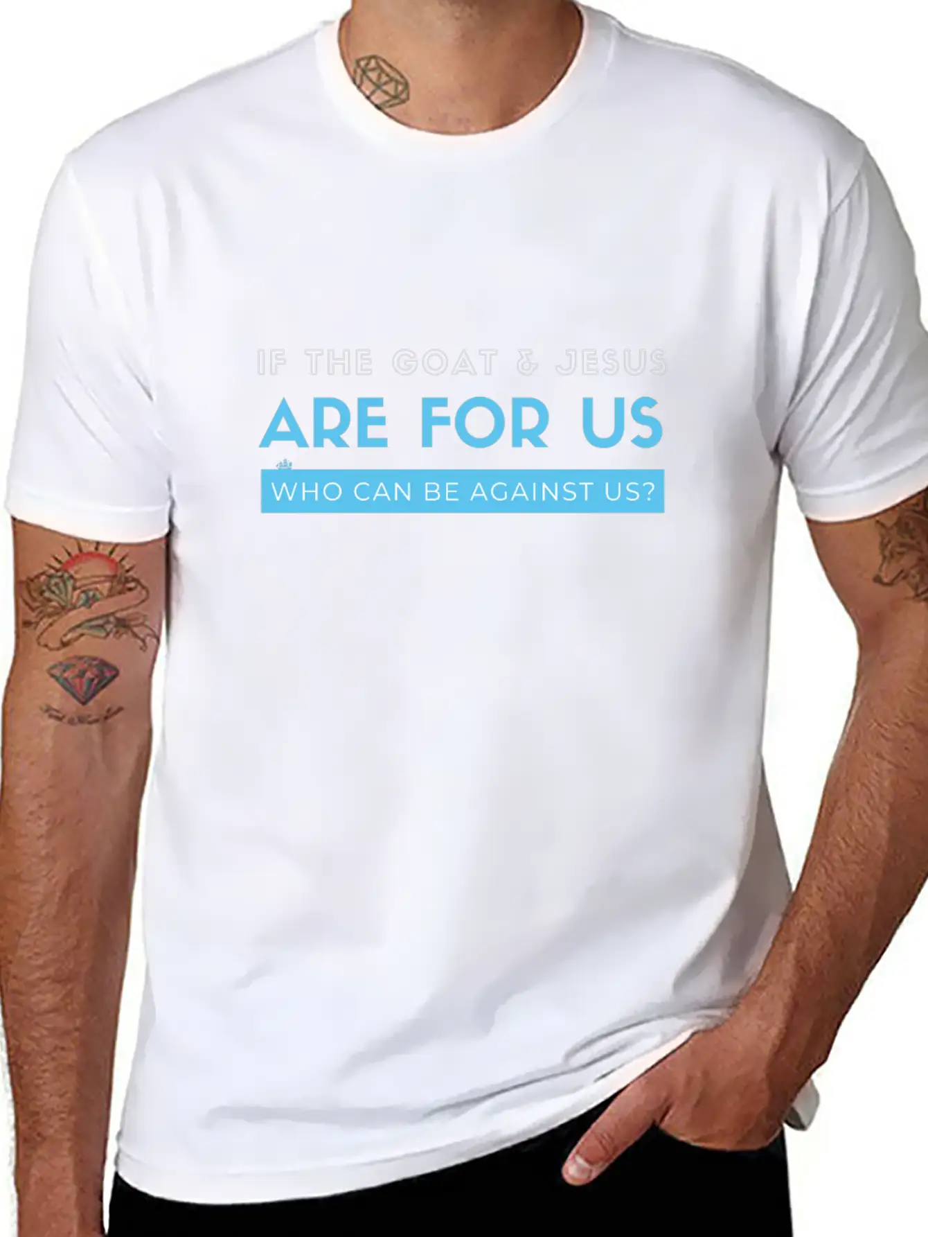If The Goat And Jesus Are For Us, Who Can Be Again Essential Cotton Tee For Daily Outfits – Unisex Style
