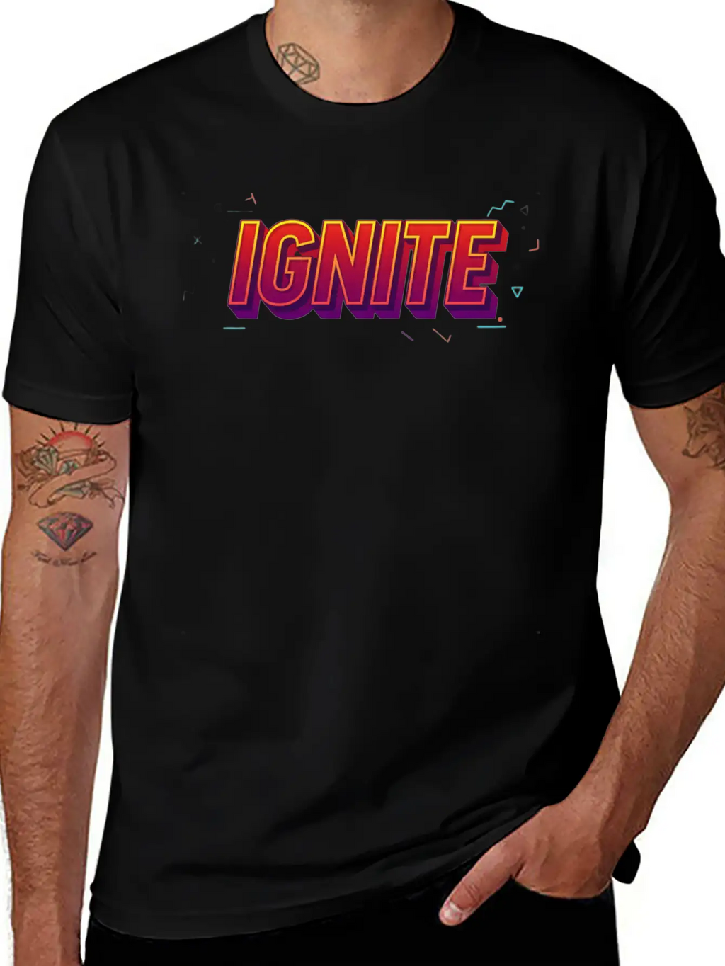 IGNITE Bold Retro Typography Graphic Breathable Soft Cotton T-Shirt – Timeless Casual Look