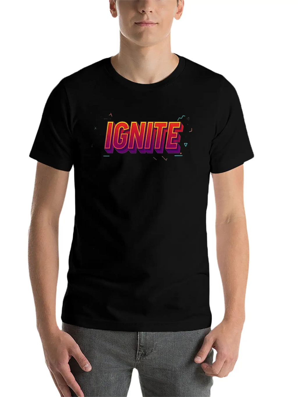 IGNITE Bold Retro Typography Graphic Breathable Soft Cotton T-Shirt – Timeless Casual Look