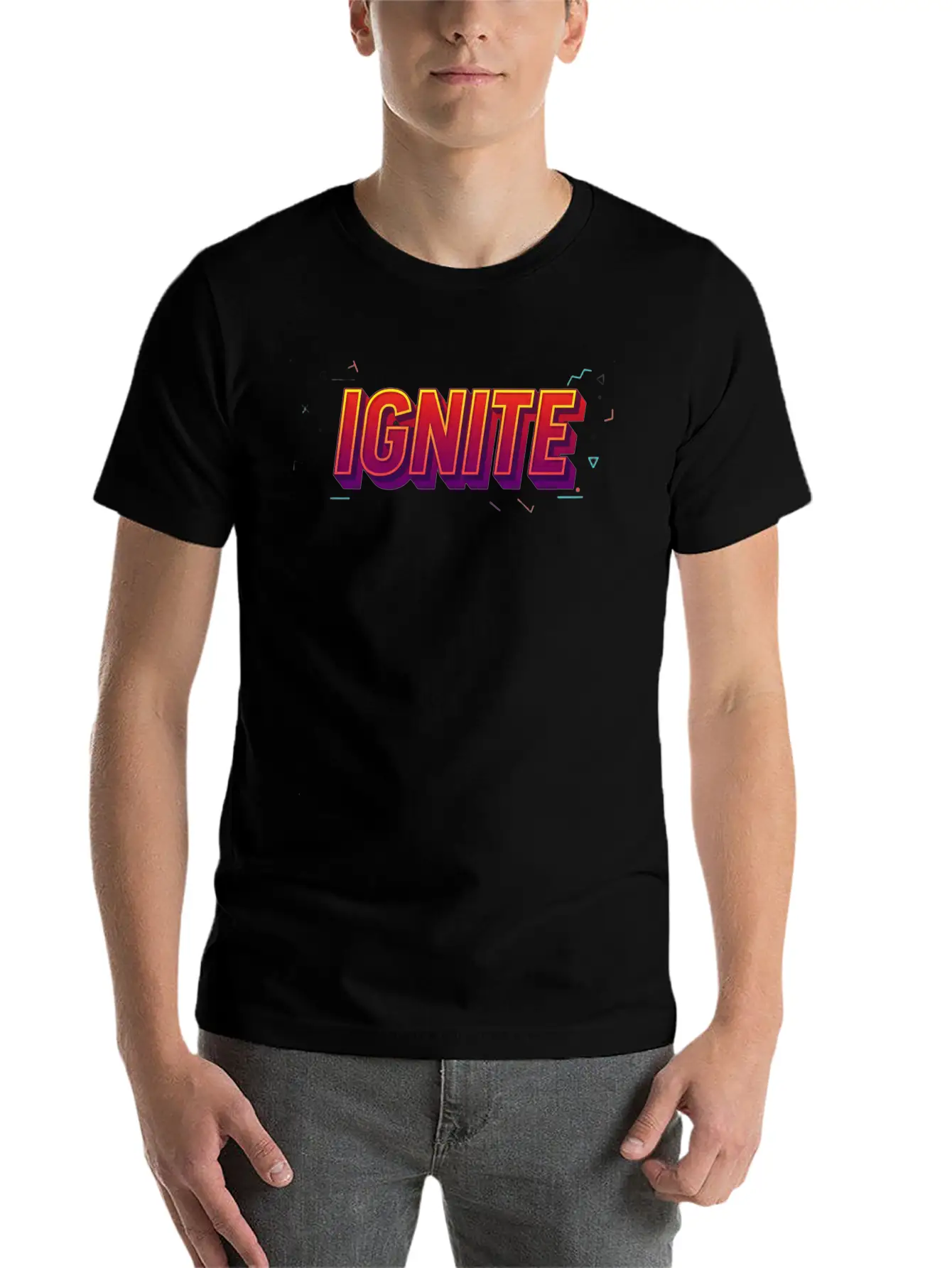IGNITE Bold Retro Typography Graphic Breathable Soft Cotton T-Shirt – Timeless Casual Look