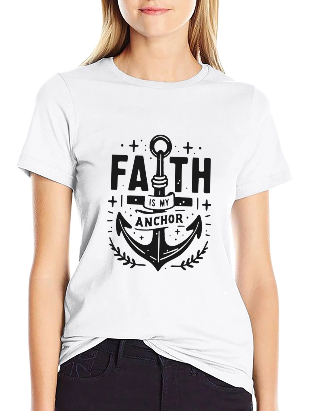Faith Anchor Black Graphic Tee