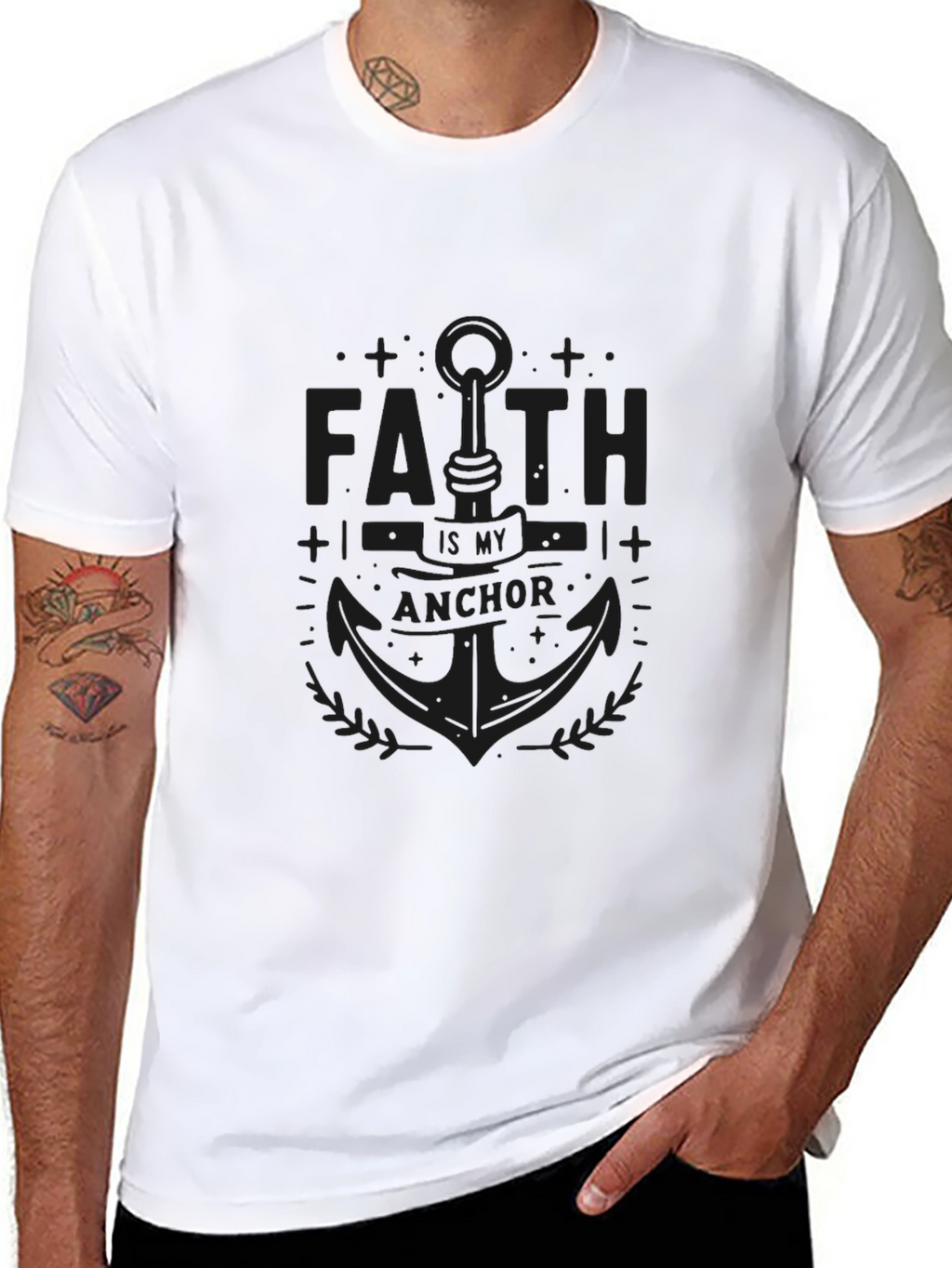 Faith Anchor Black Graphic Tee
