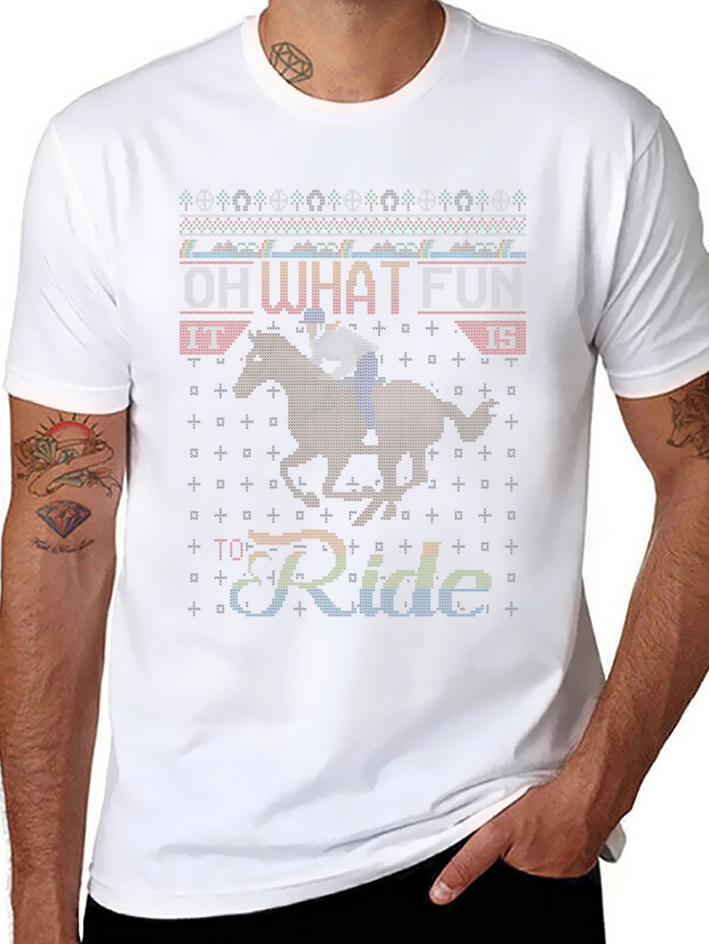 Funny Horse Riding Ugly Christmas Sweater T-Shirt
