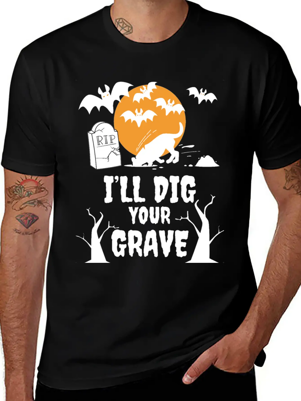 I´ll Dig Your Grave Halloween Dog Unisex Casual T-Shirt – Clean Design For Daily Comfort