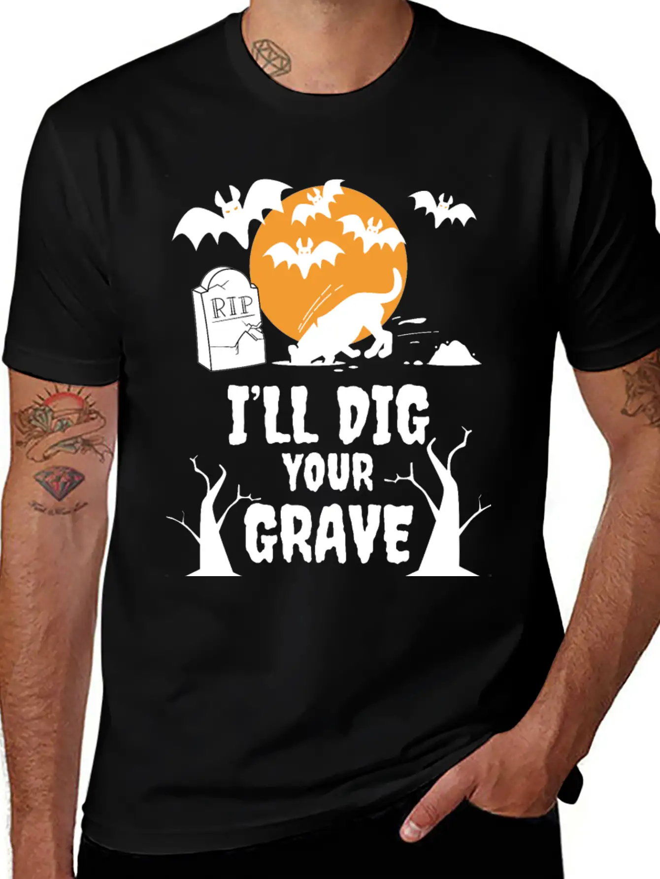 I´ll Dig Your Grave Halloween Dog Unisex Casual T-Shirt – Clean Design For Daily Comfort