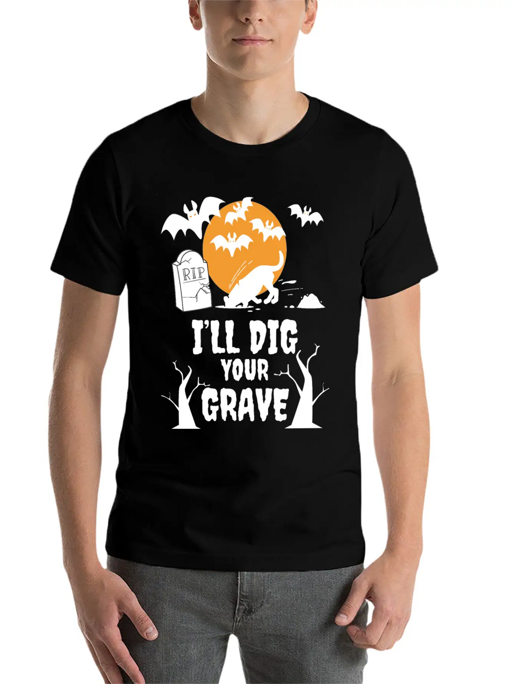 I´ll Dig Your Grave Halloween Dog Unisex Casual T-Shirt – Clean Design For Daily Comfort