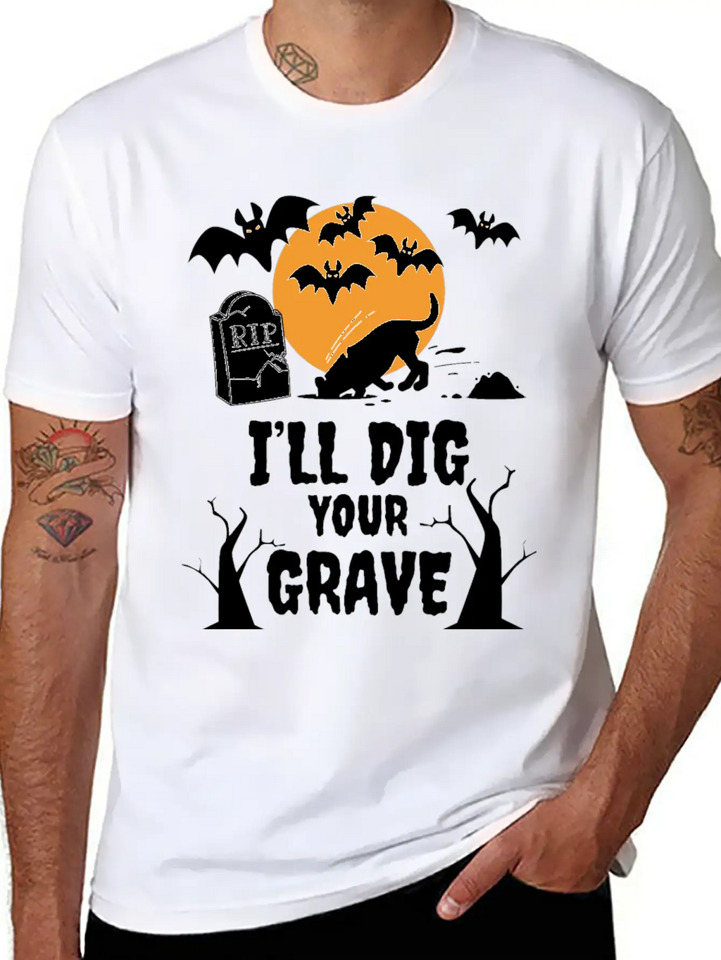I´ll Dig Your Grave Halloween Dog Unisex Casual T-Shirt – Clean Design For Daily Comfort