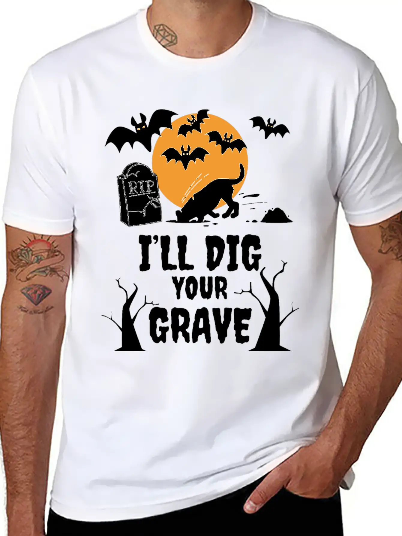 I´ll Dig Your Grave Halloween Dog Unisex Casual T-Shirt – Clean Design For Daily Comfort