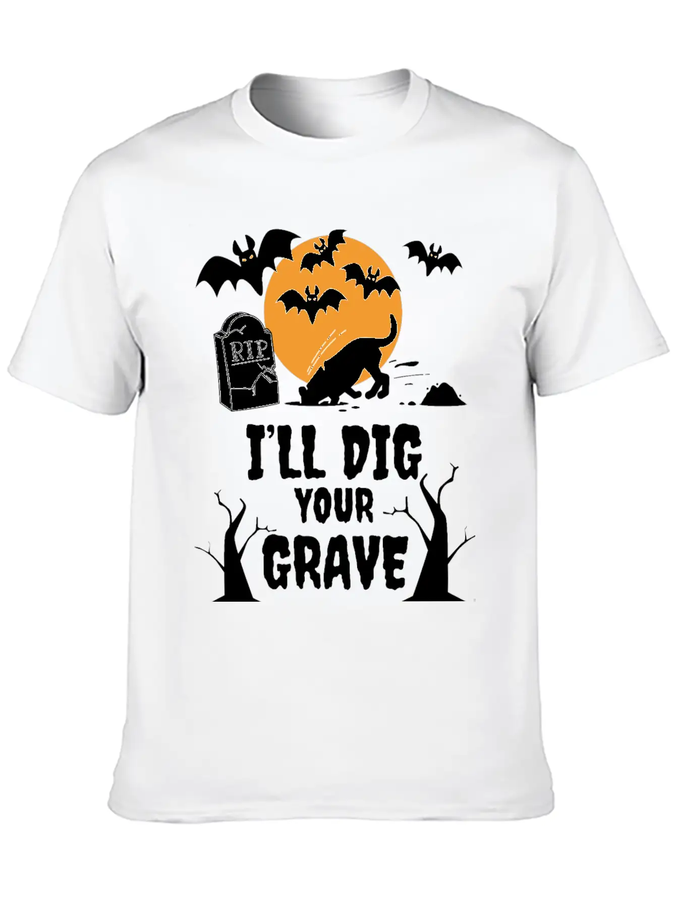 I´ll Dig Your Grave Halloween Dog Unisex Casual T-Shirt – Clean Design For Daily Comfort