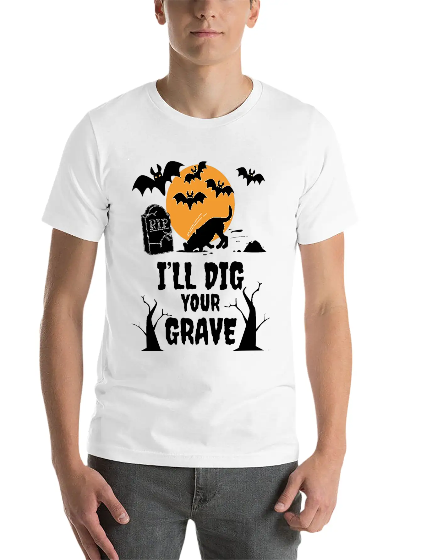 I´ll Dig Your Grave Halloween Dog Unisex Casual T-Shirt – Clean Design For Daily Comfort