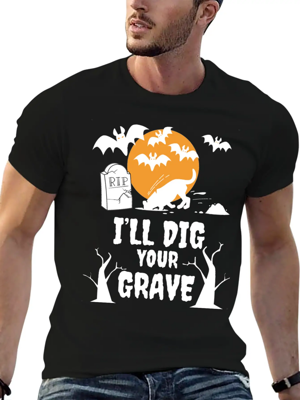 I´ll Dig Your Grave Halloween Dog Unisex Casual T-Shirt – Clean Design For Daily Comfort