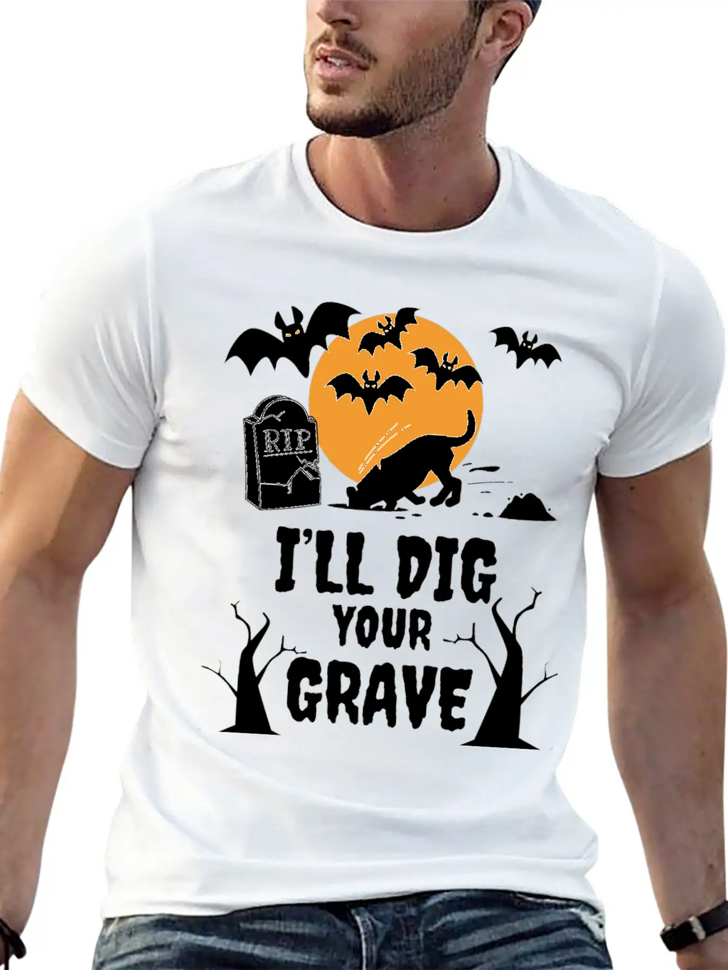 I´ll Dig Your Grave Halloween Dog Unisex Casual T-Shirt – Clean Design For Daily Comfort