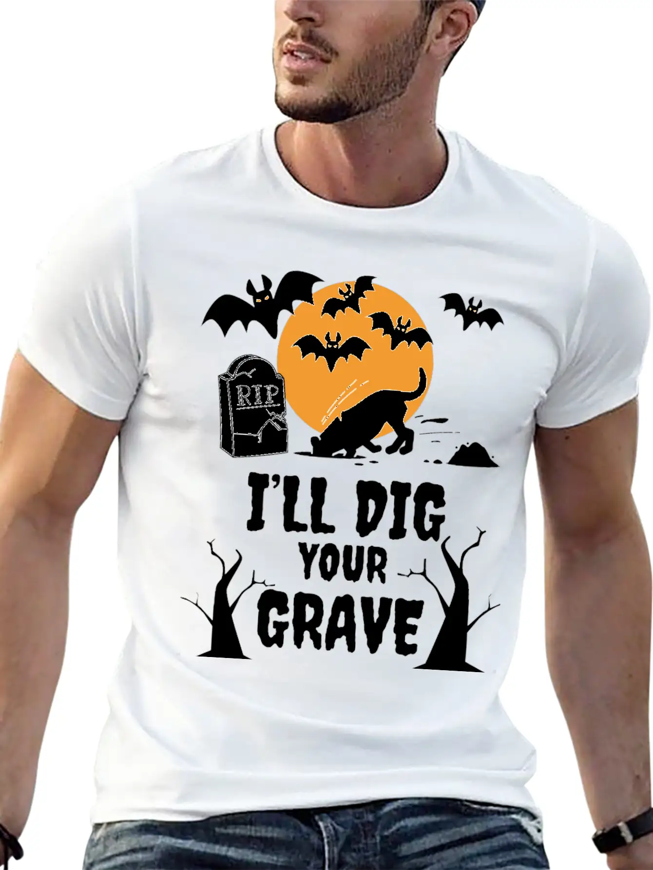 I´ll Dig Your Grave Halloween Dog Unisex Casual T-Shirt – Clean Design For Daily Comfort