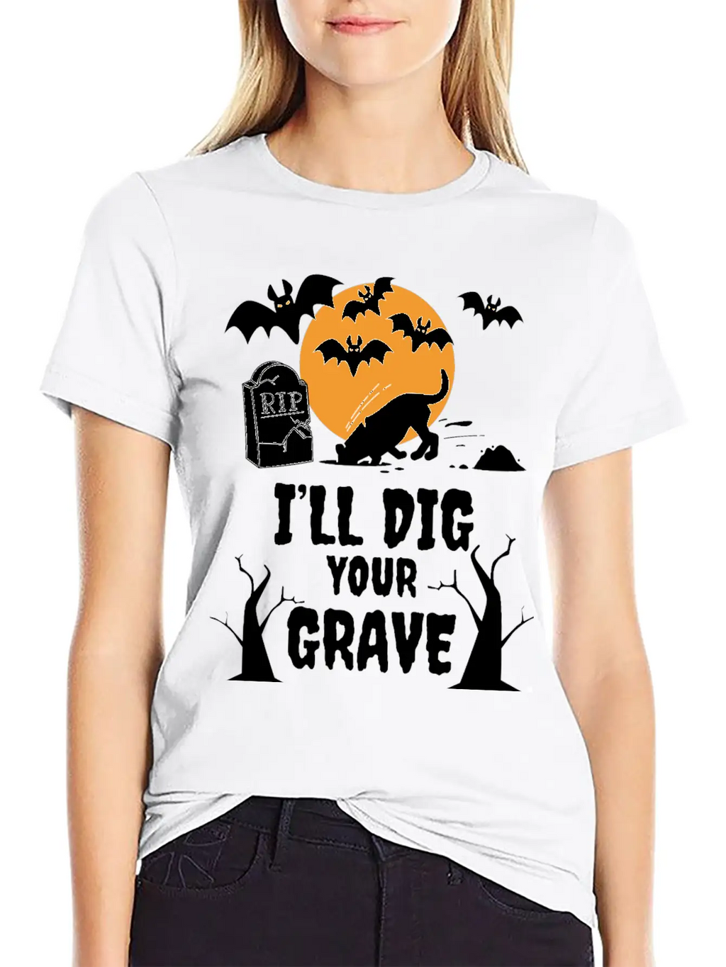 I´ll Dig Your Grave Halloween Dog Unisex Casual T-Shirt – Clean Design For Daily Comfort