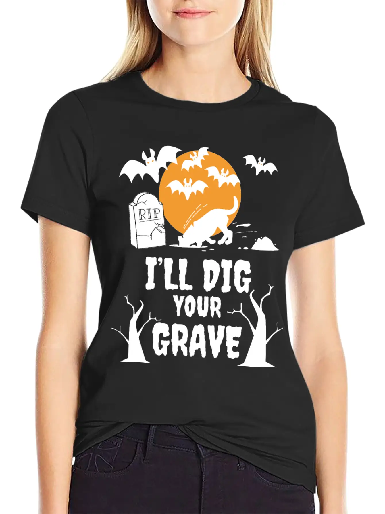 I´ll Dig Your Grave Halloween Dog Unisex Casual T-Shirt – Clean Design For Daily Comfort