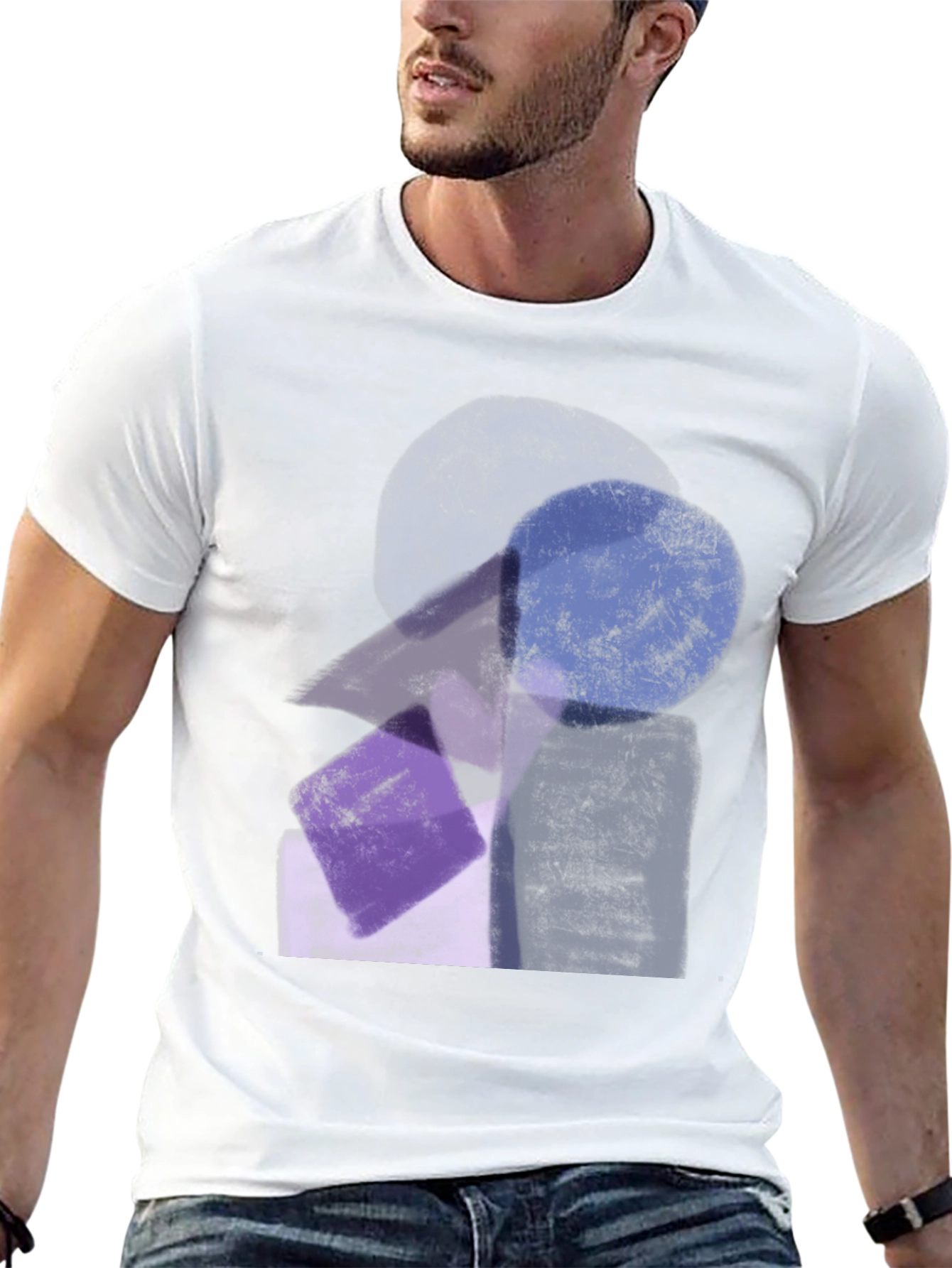 Abstract Geometric Print Black Crew Neck T-Shirt