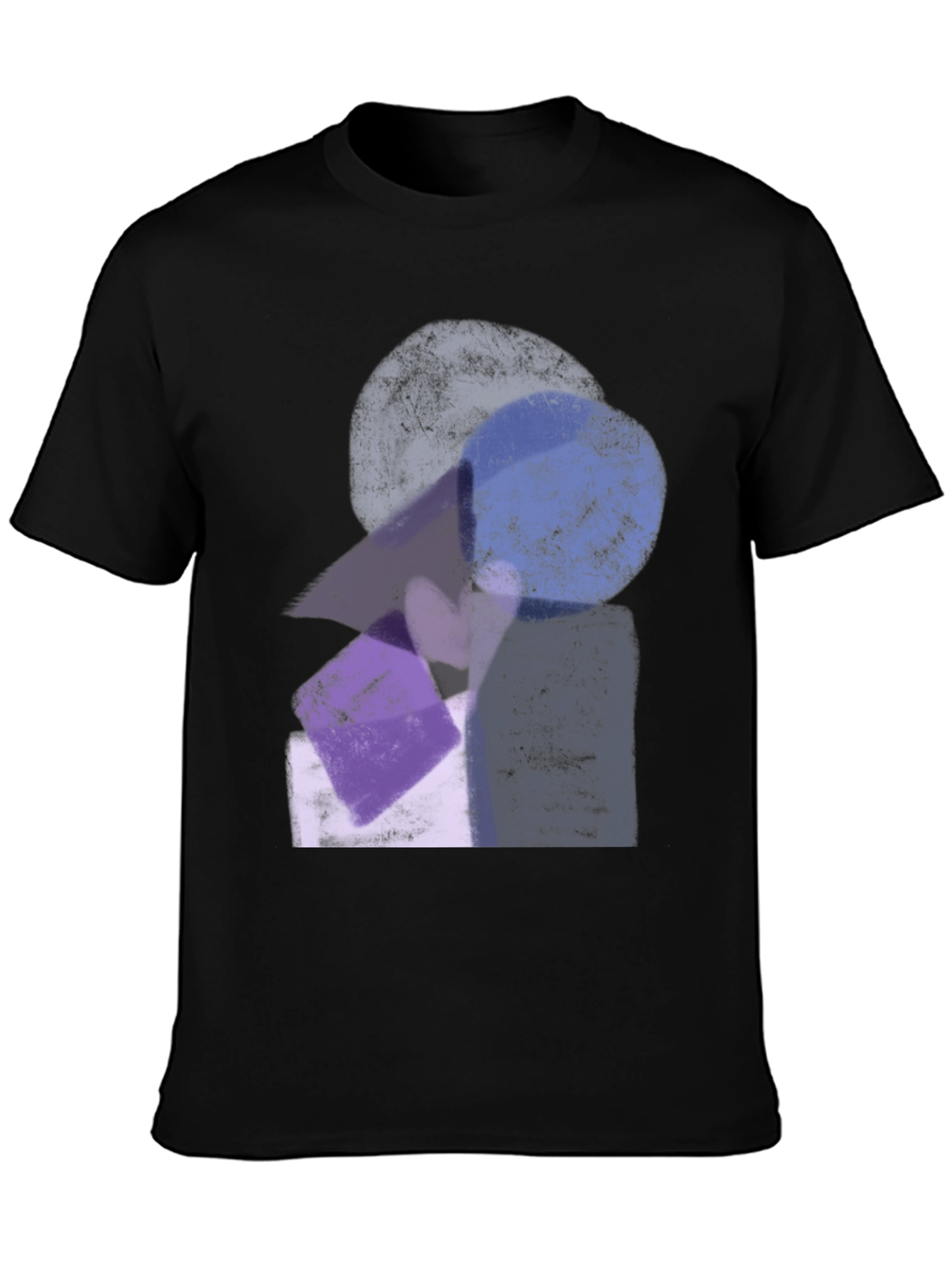 Abstract Geometric Print Black Crew Neck T-Shirt
