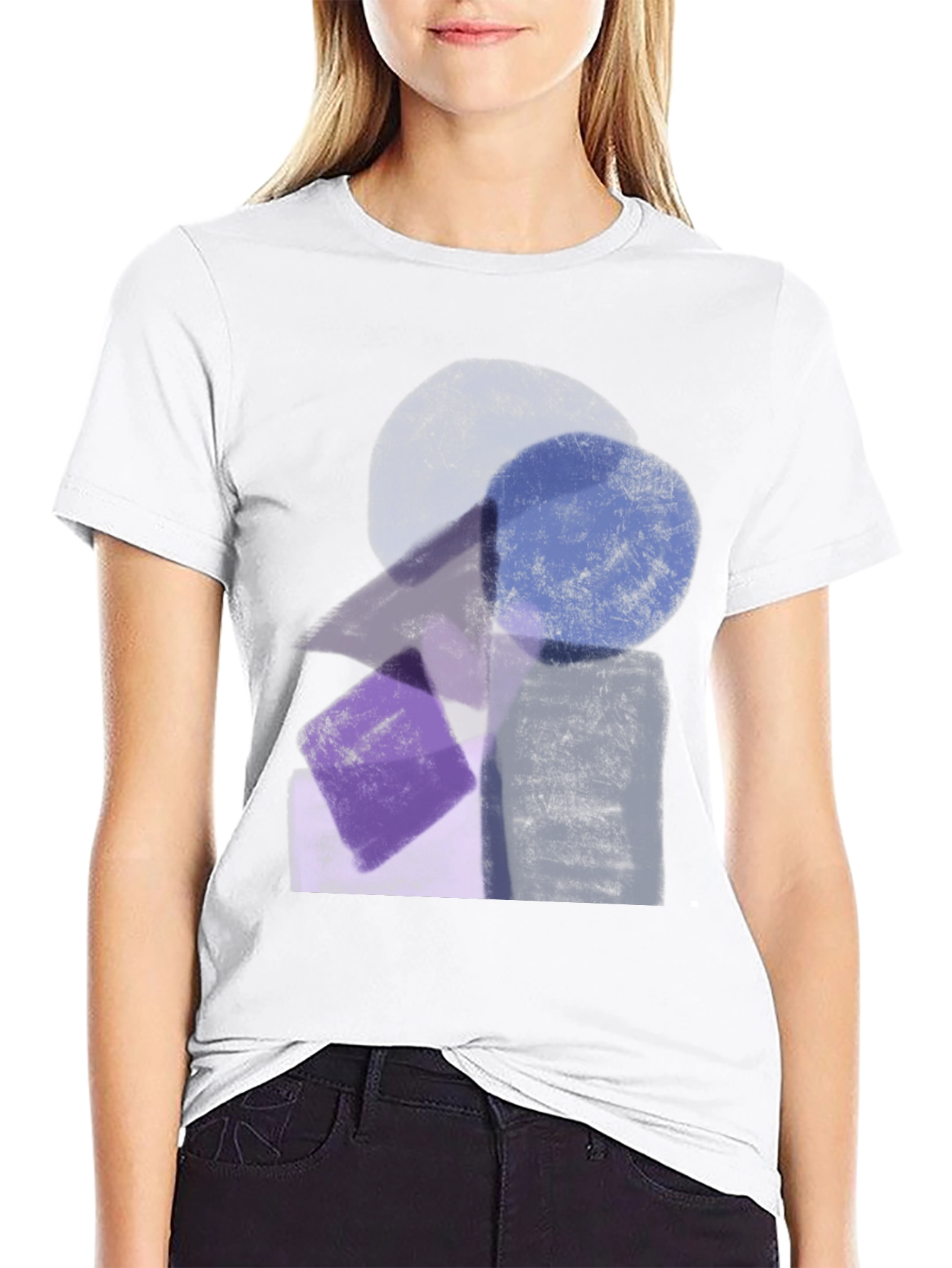 Abstract Geometric Print Black Crew Neck T-Shirt