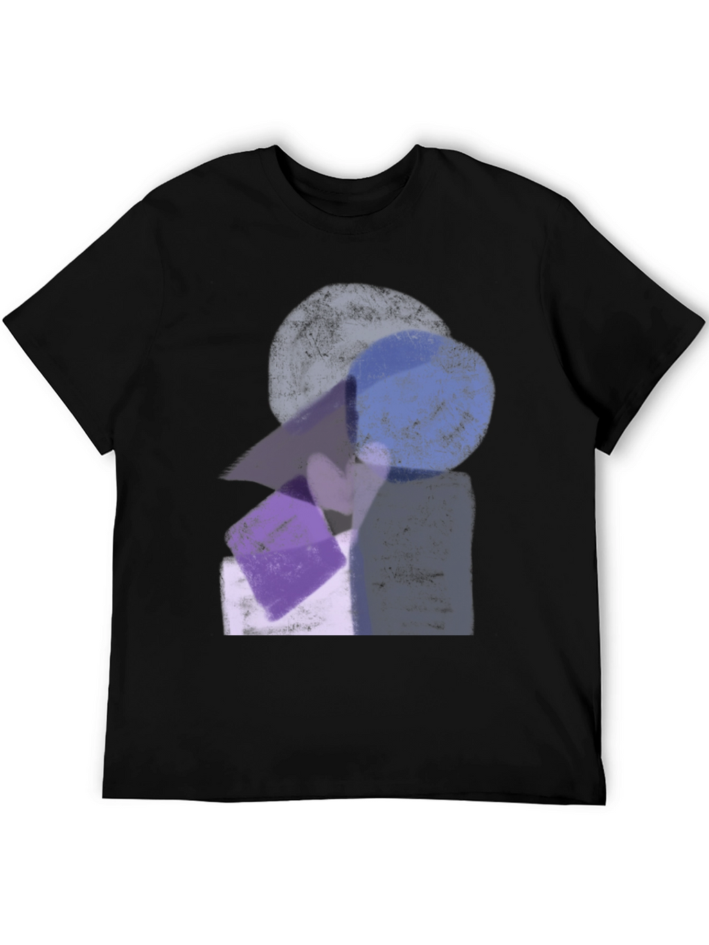 Abstract Geometric Print Black Crew Neck T-Shirt